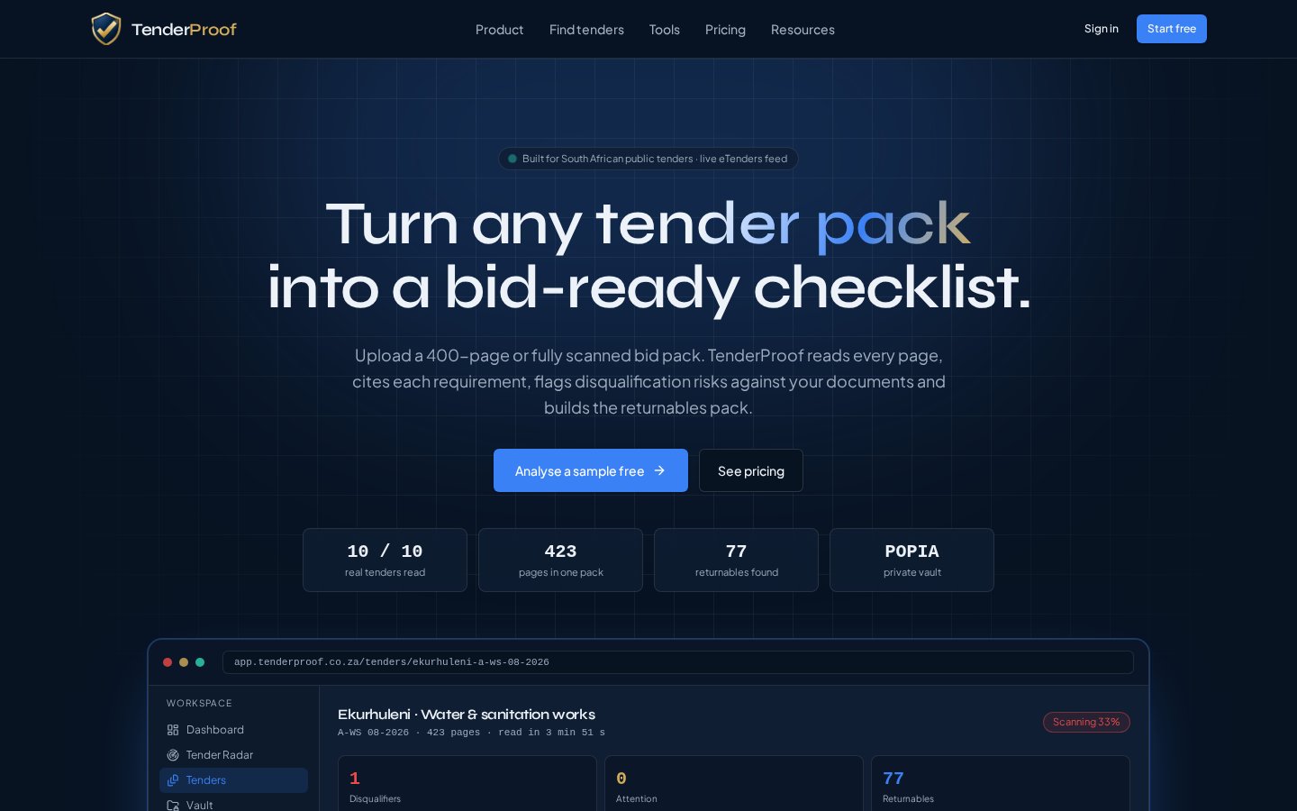 TenderProof screenshot
